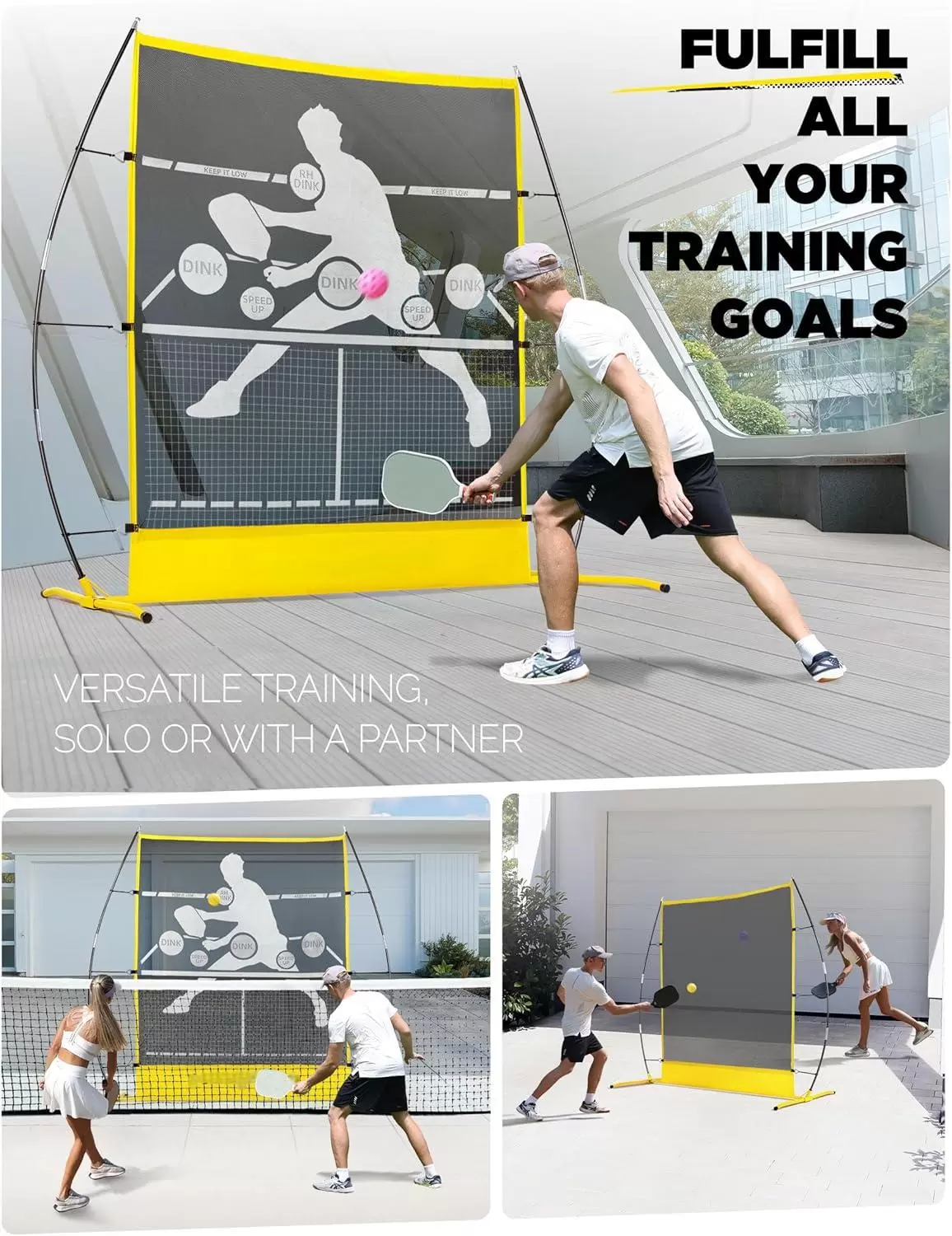 شبكة ارتداد بيكلبول 2 في 1 مقاس 6 &times; 6 أقدام