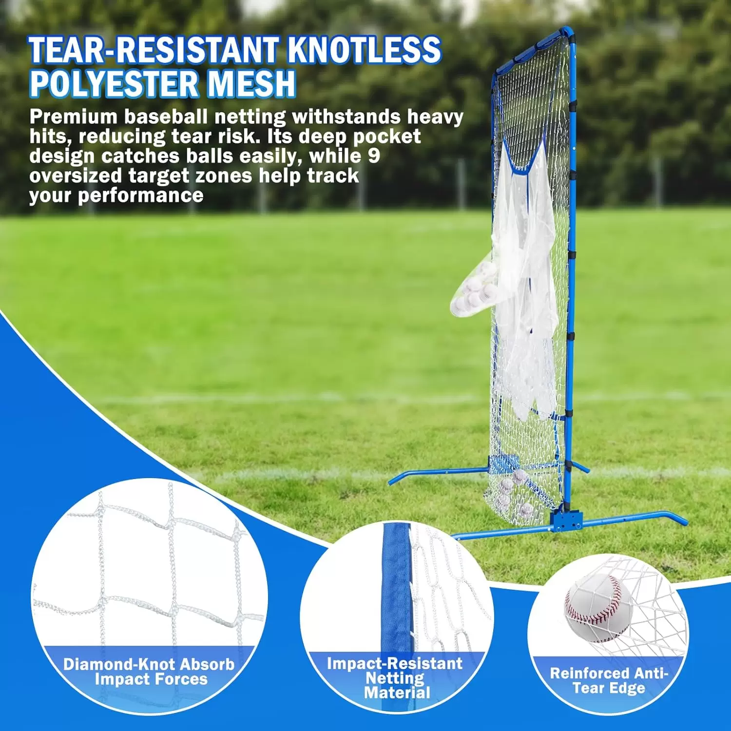 شبكة رمي الكرة ذات 9 فتحات للبيسبول والسوفتبول