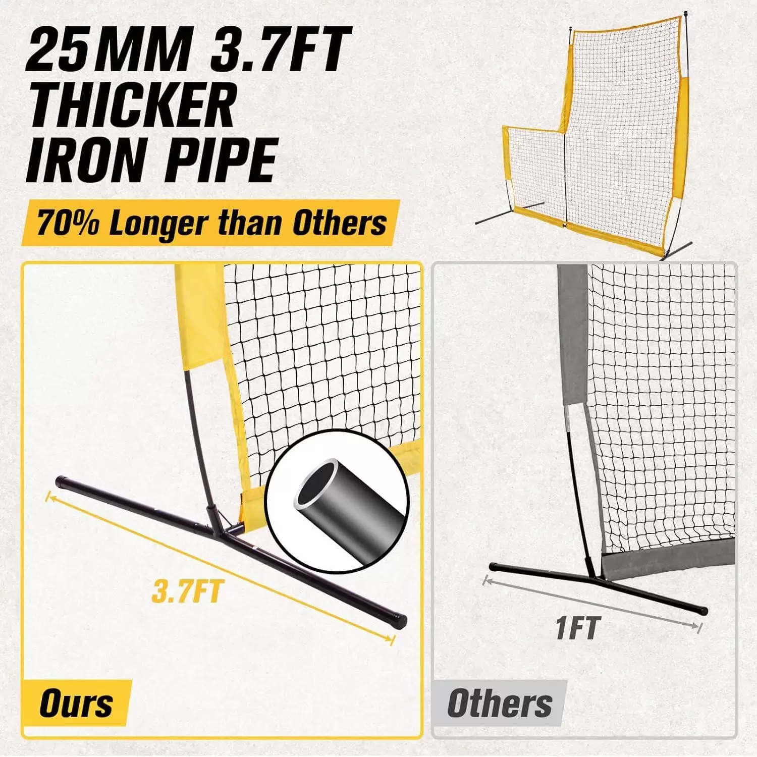 شبكة تدريب البيسبول على شكل حرف L